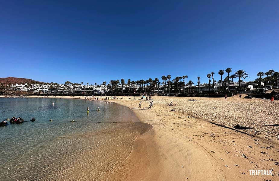 Het rustige strand Playa Flamingo bij Playa Blanca