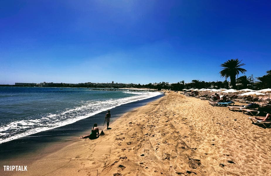 Het fijne zandstrand van Playa de las Cucharas in Costa Teguise