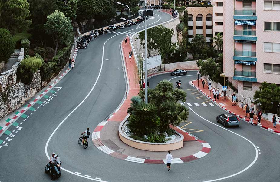 Een deel van het stratencircuit in Monaco