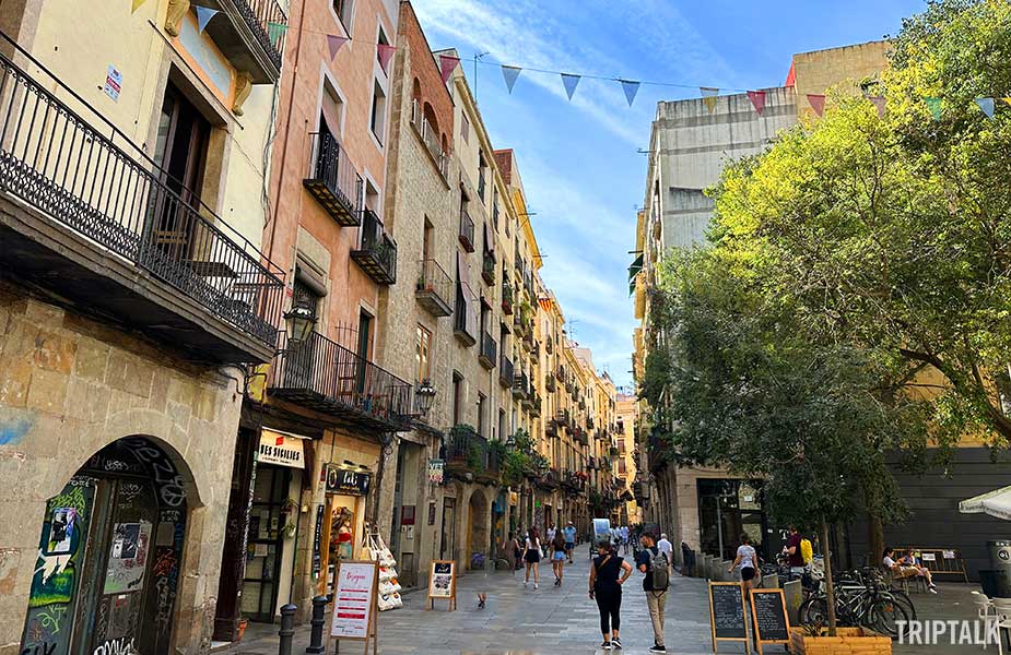 Straatje in de wijk El Born in Barcelona