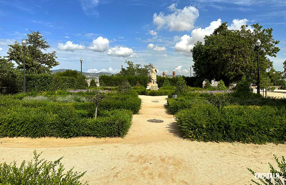 De groene omgeving van Montjuic in Barcelona