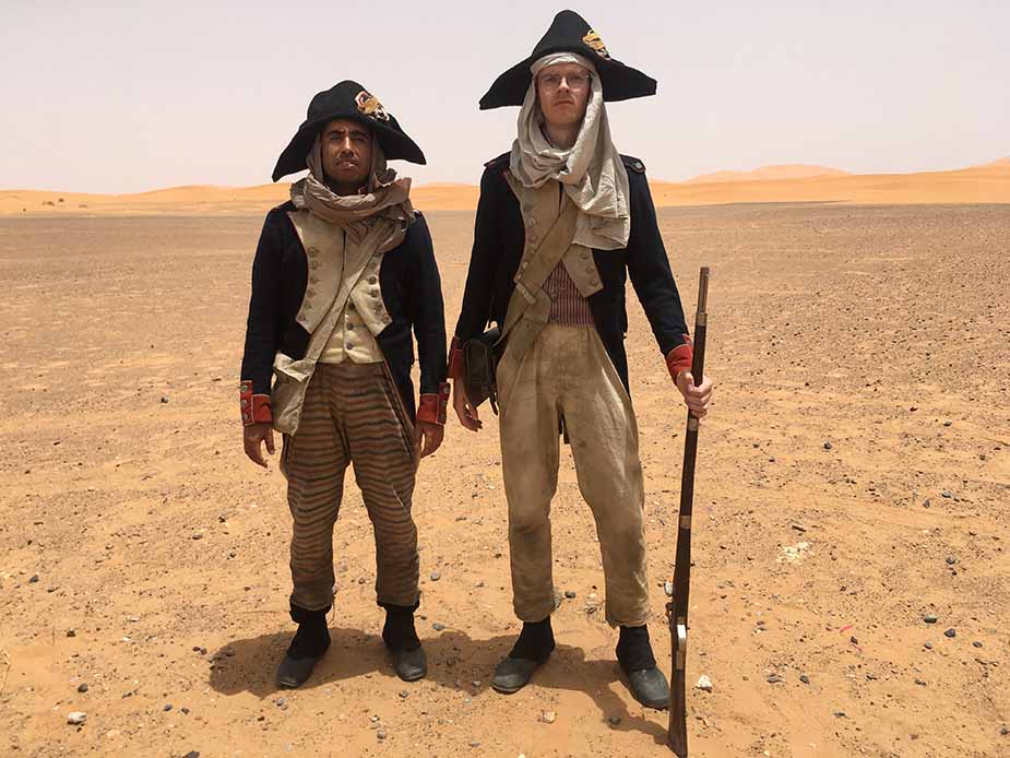 Twee soldaten voor de Napoleon film